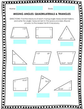 Preview of Missing Angles Practice - Triangles & Quadrilaterals (Digital & Printable) 