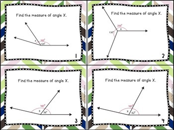 Missing Angles Task Cards (adjacent, complementary, supplementary