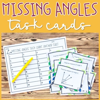 Preview of Missing Angles Task Cards (adjacent, complementary, supplementary, vertical)