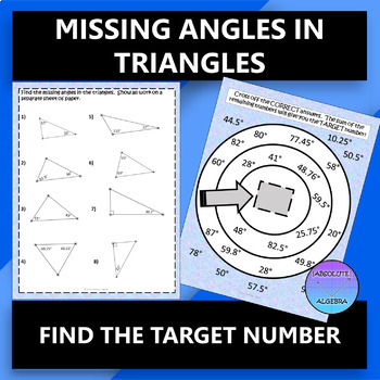 Preview of Missing Angles in Triangles Google Slides Find the Target Number Activity
