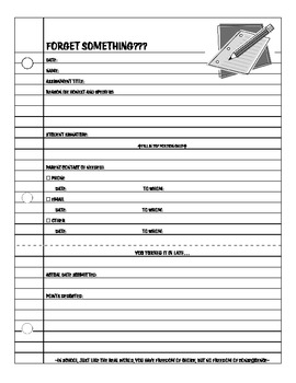 Preview of Missing Assignment / Late Work Tracking Sheet