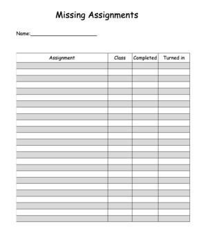 missing assignment template free