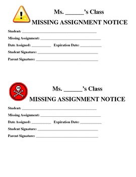 missing assignment notice