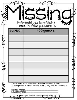 missing assignments template