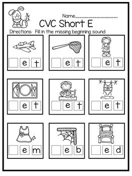 Missing Beginning Sound CVC Worksheets by Strawberry Sweet Teaching