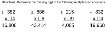 multiplication missing digits teaching resources tpt