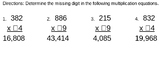 Missing Digit in Multiplication Equation Worksheet