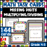 Missing Digits Multiplication and Division Task Cards | Pa