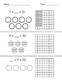 Missing Factor - 6 Worksheets (using arrays and equal groups)