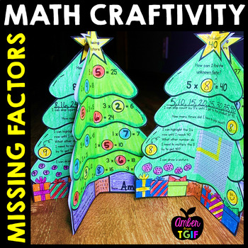 Preview of Christmas Math Craft Activities December Multiplication Practice Missing Factors