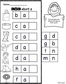 Missing Final Consonant cut and paste by KinderHeroes | TpT