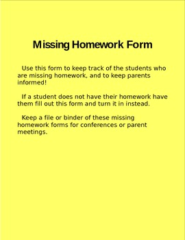 missing homework form