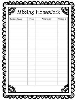 missing homework sheet