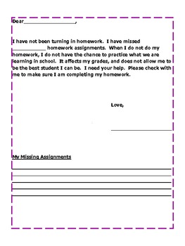 nightly kindergarten homework letter to parents