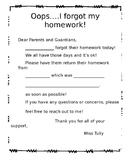 Missing Homework Notice