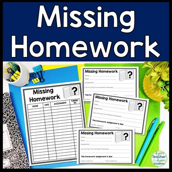 Preview of Missing Homework Note w/ Record Sheet, Late Homework Note, Missing Homework Slip