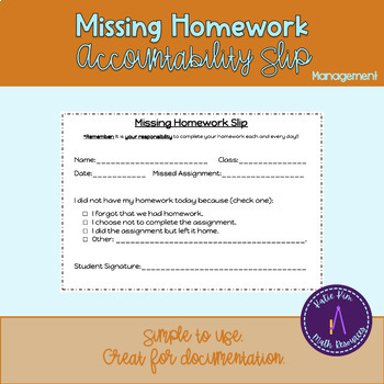 Preview of Missing Homework Accountability Slip