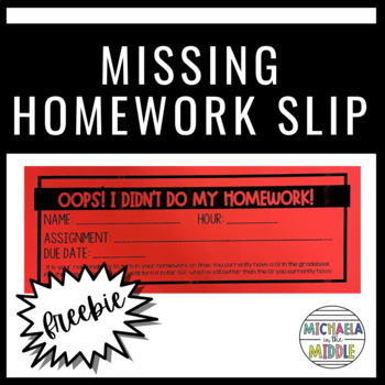 Preview of Missing Homework Slips