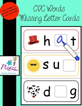 Preview of Missing Letter Cards- CVC words