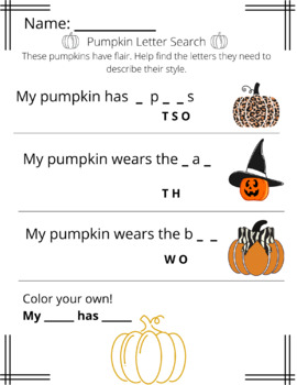 Preview of Missing Letter Pumpkin Activity