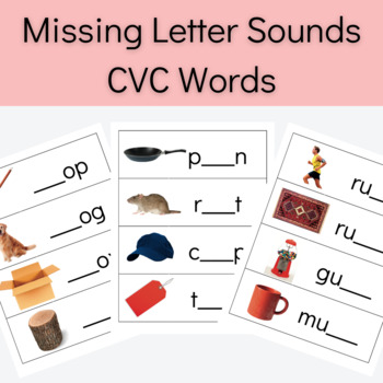 Preview of Missing Letter Sounds CVC Words - Montessori Pink Series