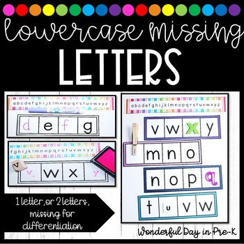 Missing Letters (Lowercase) by Rainbows and Reading | TPT