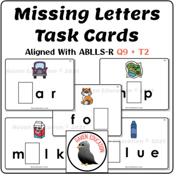 Preview of Missing Letters Task Cards (Aligned With ABLLS-R Q9 + T2)