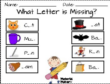 Preview of Missing Letters Worksheet