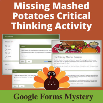 Preview of Missing Mashed Potatoes Distance Learning Mystery