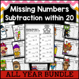 Missing Minuend & Subtrahend Subtraction Math Worksheets -