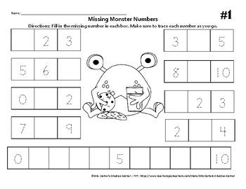 Missing Monster Numbers by Mrs Carter's Creative Corner | TPT