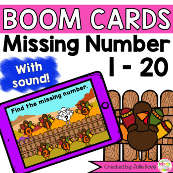 Preview of Missing Number 1-20 Turkeys Digital Game Boom Cards