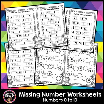 Missing Number Worksheets by Tales From Miss D | TpT