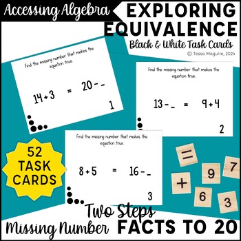 Preview of Missing Number Addition & Subtraction within 20 Algebraic Expressions Task Cards
