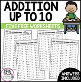 4 Free Worksheets - Missing Number Addition Up to 10