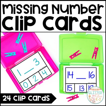 Preview of Missing Number Clip Cards For Kindergarten Math Centers (Numbers 0-20)