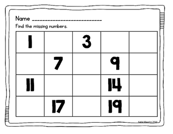 missing number 1 20 worksheets teaching resources tpt