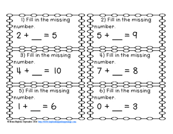 Missing Number Equations Task Cards by Brian Hopkins | TpT