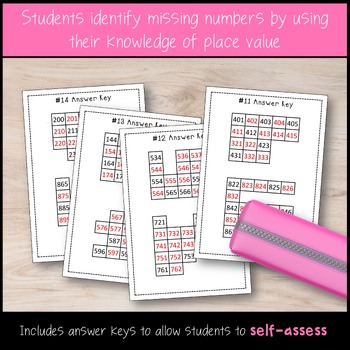 missing number grids numbers up to 1000 by ideacations tpt