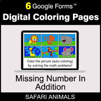 Preview of Missing Number In Addition - Digital Coloring Pages | Google Forms