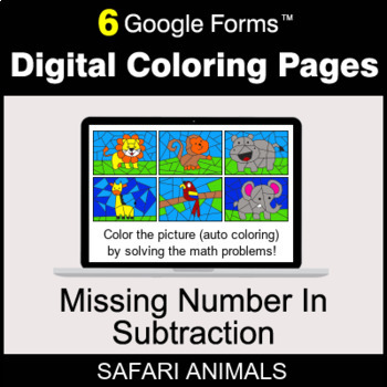 Preview of Missing Number In Subtraction - Digital Coloring Pages | Google Forms