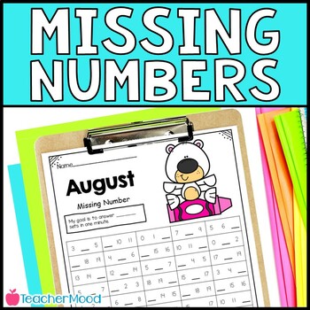 Preview of Missing Number Math Worksheets | Numbers to 10 20 100 Fluency