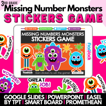 Preview of 3rd Grade Missing Numbers Math Game | Easel Google Slides PPT Smart Board