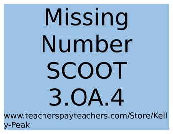 Preview of Missing Number SCOOT - 3.OA.4