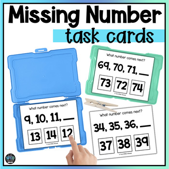 Preview of Fill in the Blank Missing Number Sequencing Math Task Cards Special Education