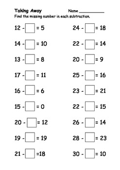 missing number subtraction by elementary teaching and administrative