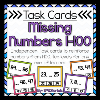 Preview of Missing Number Task Cards (Numbers 1-100)