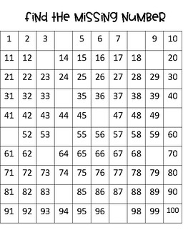 missing number worksheet hundreds chart by live learn