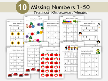 fill in the missing numbers worksheets counting 1 50 kindergarten math t 187