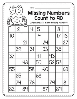 Fill in Missing Number from Skip Counting charts 1-100 Worksheets